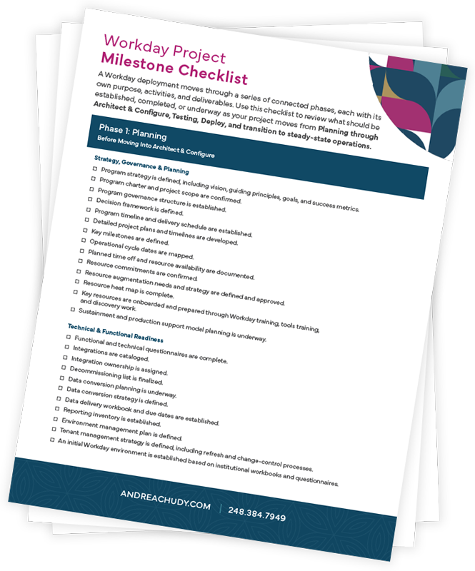 Workday Project Milestone Checklist